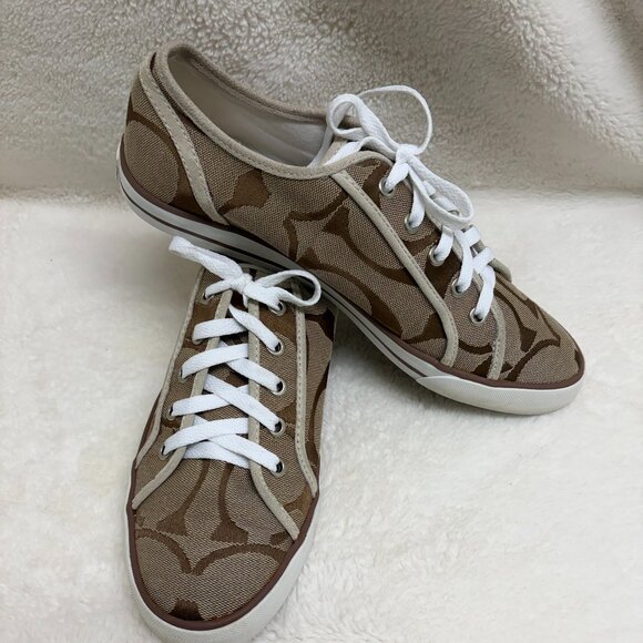 Coach Shoes - WOMENS COACH DALIA F0007/K05 BROWN SIGNATURE "C" JACQUARD SNEAKERS SIZE 10M